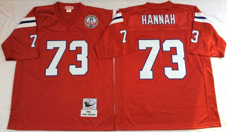 Patriots 73 John Hannah Red M&N Throwback Jersey->nfl m&n throwback->NFL Jersey